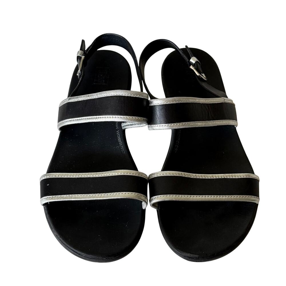 FitFlop Women's Barra Black Silve trim Back-Strap Sandals buckle sandals size 9